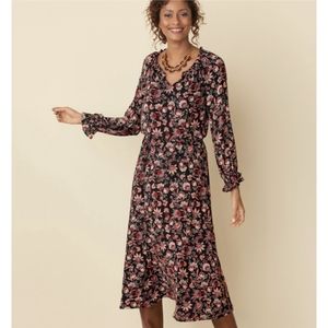Talbots Floral Midi Dress - Black & Reddish browns- 2nd pic for beautiful colors